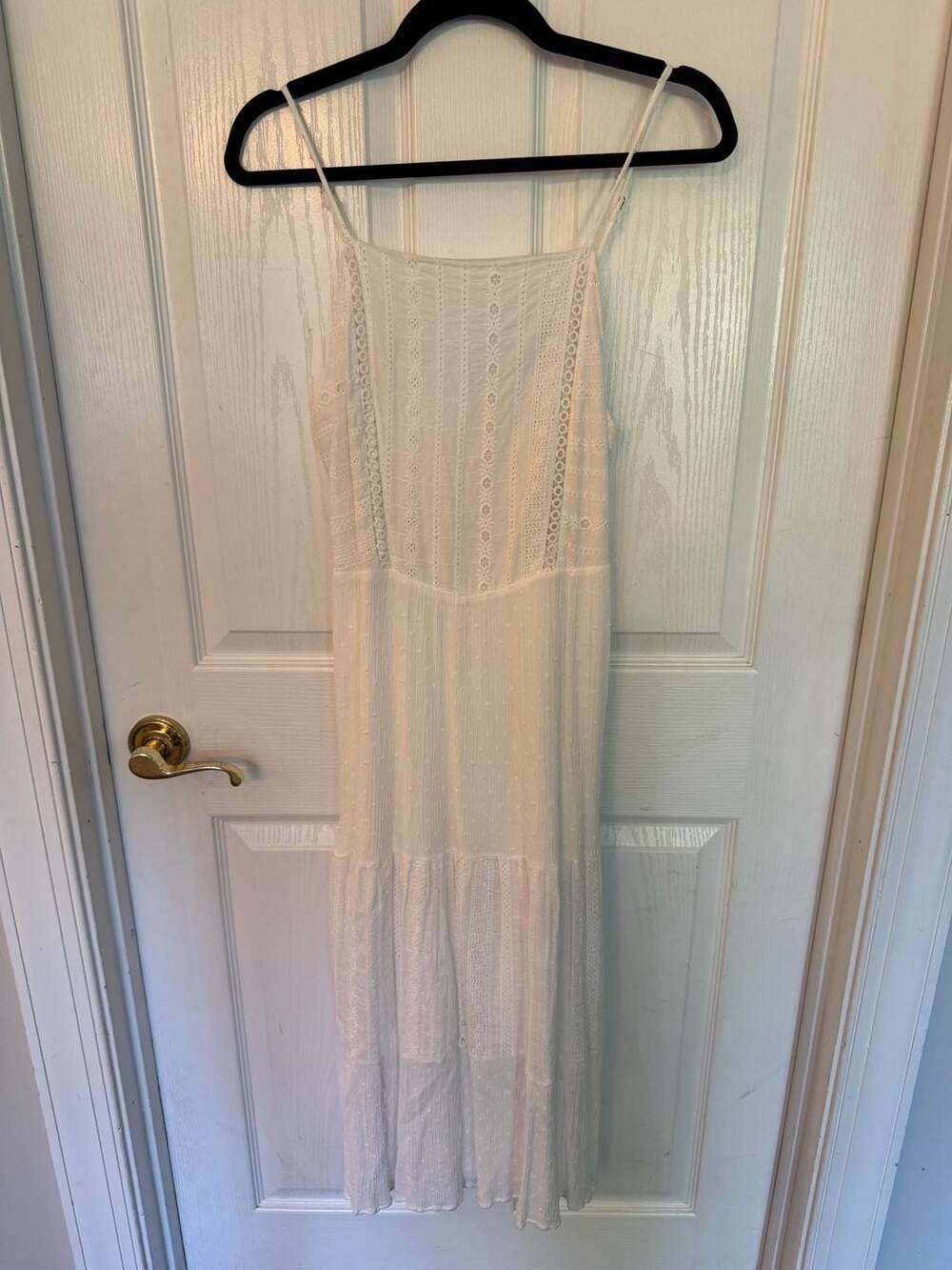 Altar'd State White Lace Eyelet Tiered Maxi Dress Size L